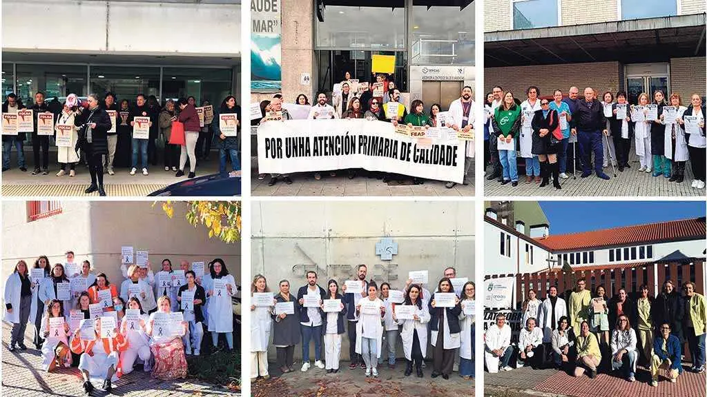 Concentraci&oacute;ns do persoal m&eacute;dico, esta terza feira, en Ourense,
A Coru&ntilde;a, Ver&iacute;n, Burela, Oleiros e A Pobra do Carami&ntilde;al. (Fotos: N&oacute;s Diario)