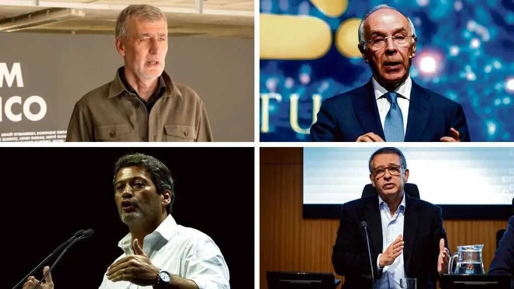 Henrique Gouveia e Melo (independente), Lu&iacute;s Marques Mendes (PSD), Andr&eacute; Ventura (Chega) e Ant&oacute;nio Jos&eacute; Seguro (PS). (Fotos: Campa&ntilde;a de Gouveia e Melo - N&oacute;s Diario - David Canales / Europa Press / Contacto - Hugo Antunes / EEG UMinho)