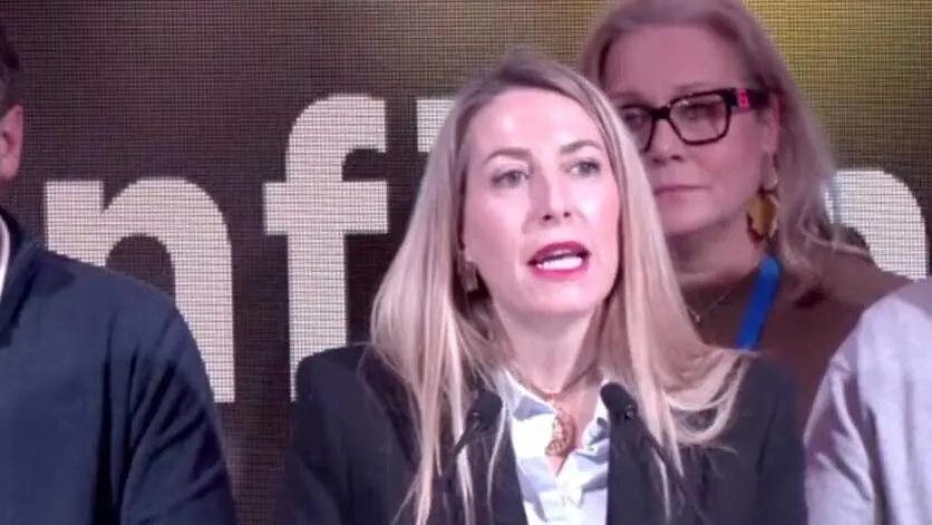 Mar&iacute;a Guardiola na comparecencia da noite electoral.(Foto: N&oacute;s Diario)
