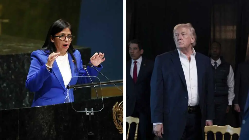 Delcy Rodr&iacute;guez e Donald Trump. (Foto: Europa Press / Contacto / Li Muzi - White House / DPA)