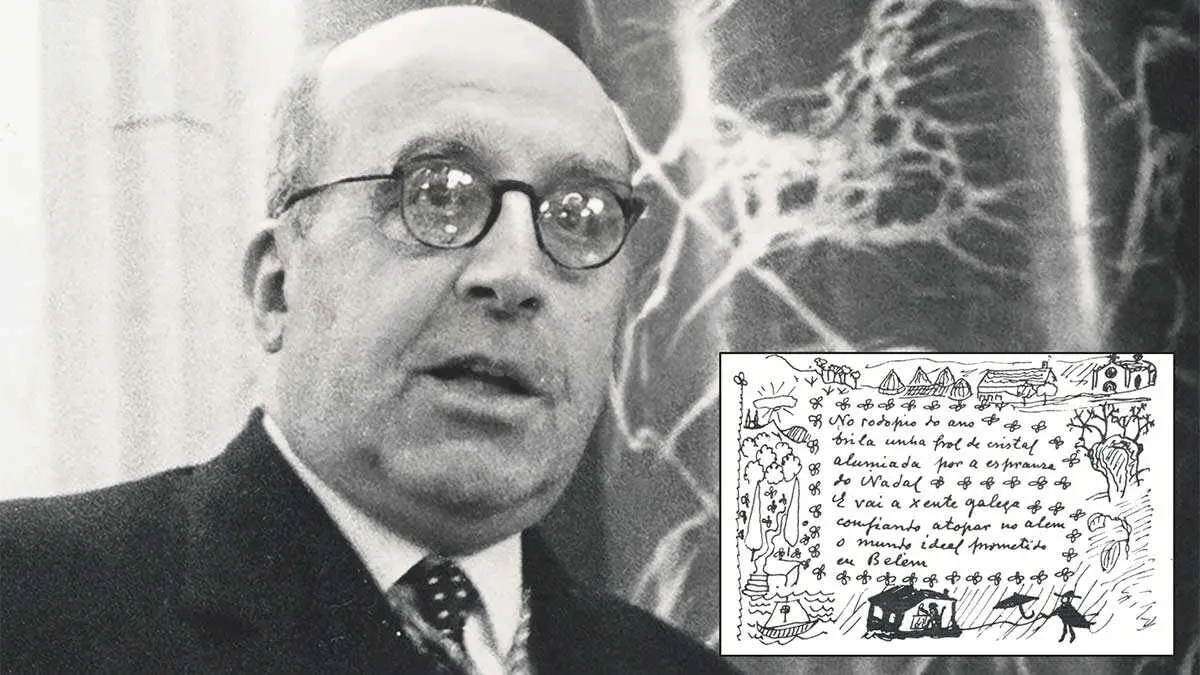 O pol&iacute;tico, novelista, xe&oacute;grafo e investigador Otero Pedraio. Felicitaci&oacute;n de Nadal da s&uacute;a autor&iacute;a. (Foto: RAG / Ram&oacute;n Otero Pedraio)