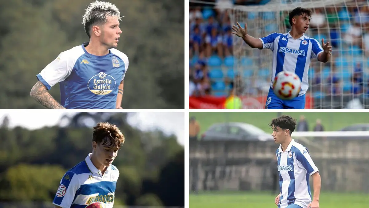 Xabi Campos, Iker Gil, Lucas Campos e &Aacute;lvaro Mes&iacute;a, xogadores estrela do Deportivo Xuvenil A e candidatos a subir ao Fabril.