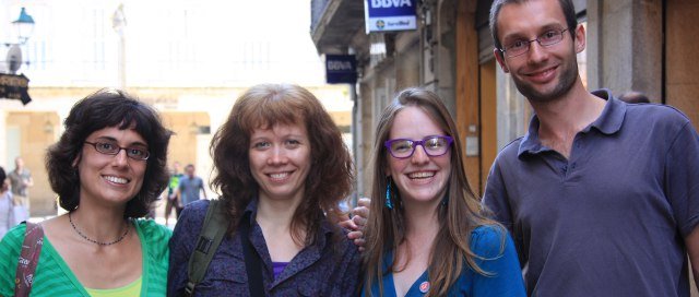 María Jesús, Marina, Sara e Christian, estudantes de galego nos Cursos de Verán 