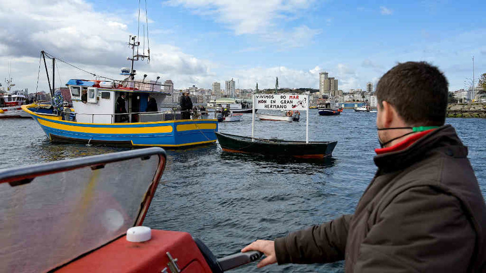 Mobilización no porto da Coruña do sector da pesca artesanal o pasado mes de marzo (M. Dylan / Europa Press).