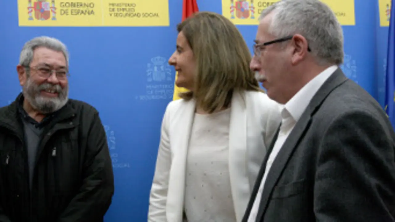 Os l&iacute;deres de CCOO e UGT nas negociaci&oacute;ns co Goberno espa&ntilde;ol