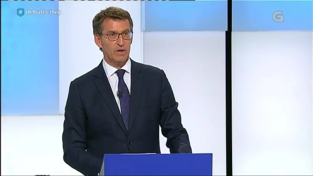 Feij&oacute;o durante o debate electoral (Foto: TVG)