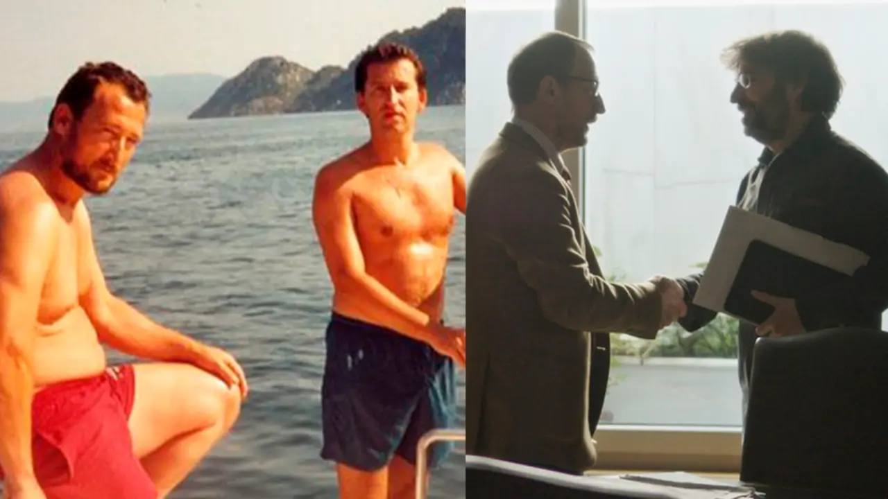 Alberto N&uacute;&ntilde;ez Feixoo con Marcial Dorado nunha foto publicada por El Pa&iacute;s en 2013. &Aacute; dereita, un instante da entrevista de Jordi &Eacute;vole a Dorado que se emitir&aacute; este domingo.