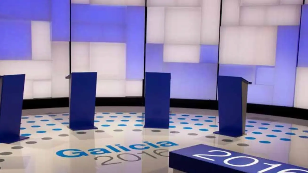 Co confinamento, o papel da televisión é, se cabe, máis importante para a campaña electoral. Na foto, o plató do debate da TVG en 2016. 