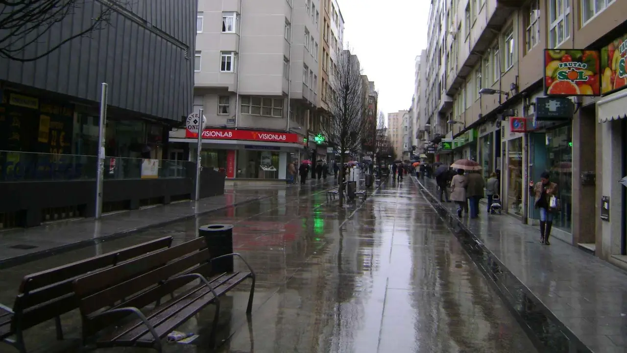 Foto de arquivo da r&uacute;a Barcelona, Na Coru&ntilde;a. Barrio da Agra do Orz&aacute;n