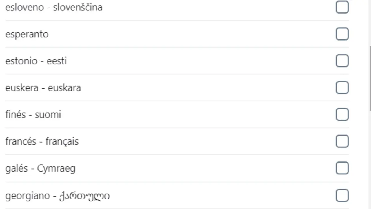 Linguas para contidos relacionados.