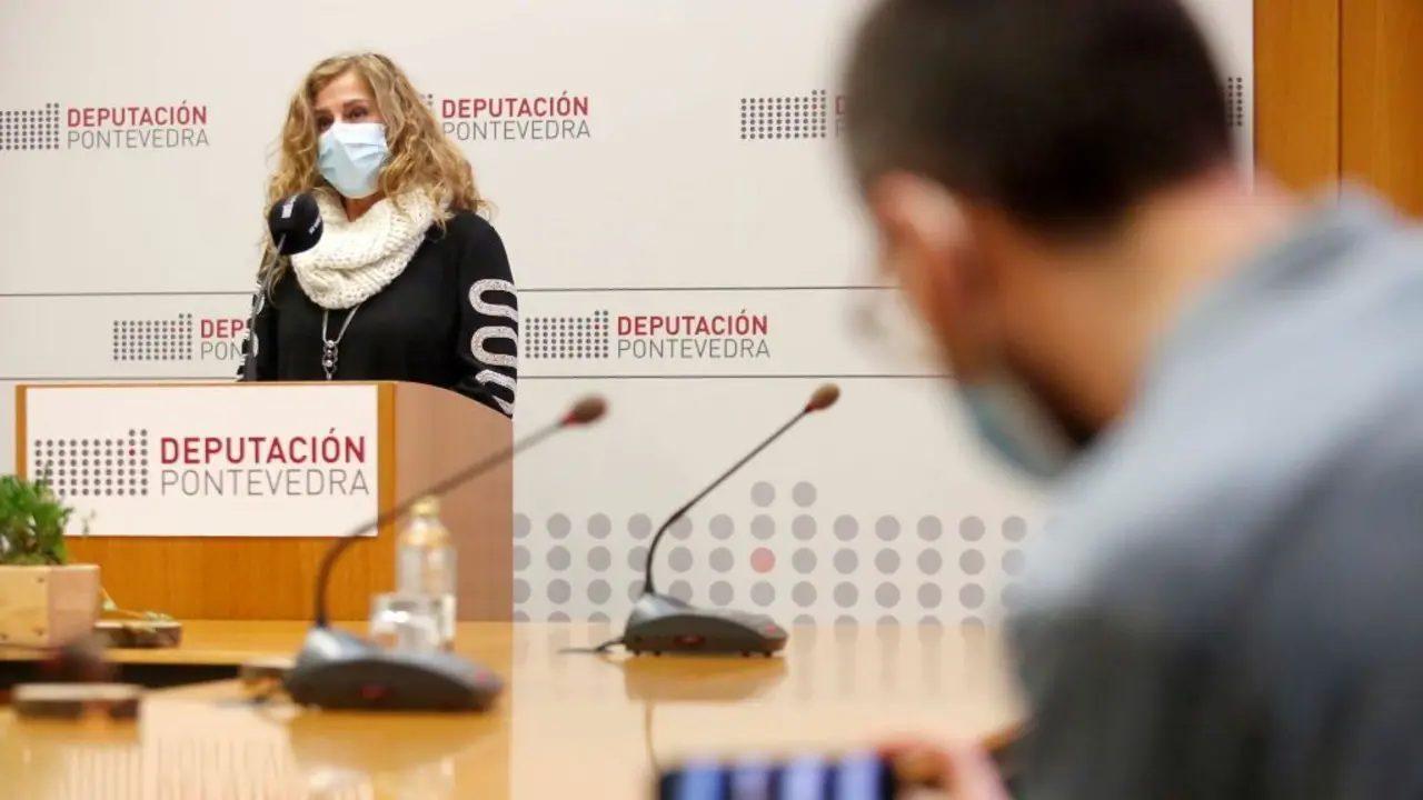 A presidenta da Deputaci&oacute;n, Carmela Silva, durante a comparecencia. (Foto: Deputaci&oacute;n de Pontevedra)