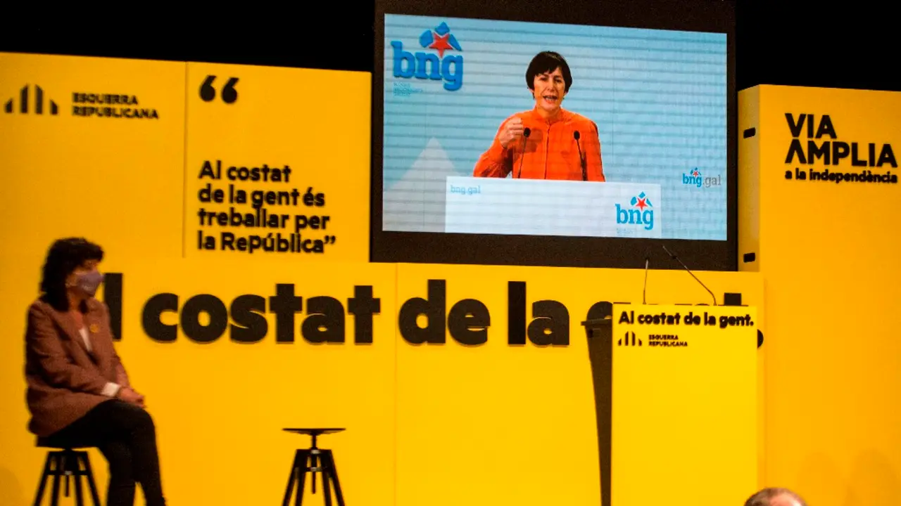 A portavoz nacional do BNG, Ana Pont&oacute;n, no acto central de campa&ntilde;a de ERC en Xirona. -  GL&Ograve;RIA S&Aacute;NCHEZ - EUROPA  PRESS
GL&Ograve;RIA S&Aacute;NCHEZ - EUROPA PRESS
7/2/2021