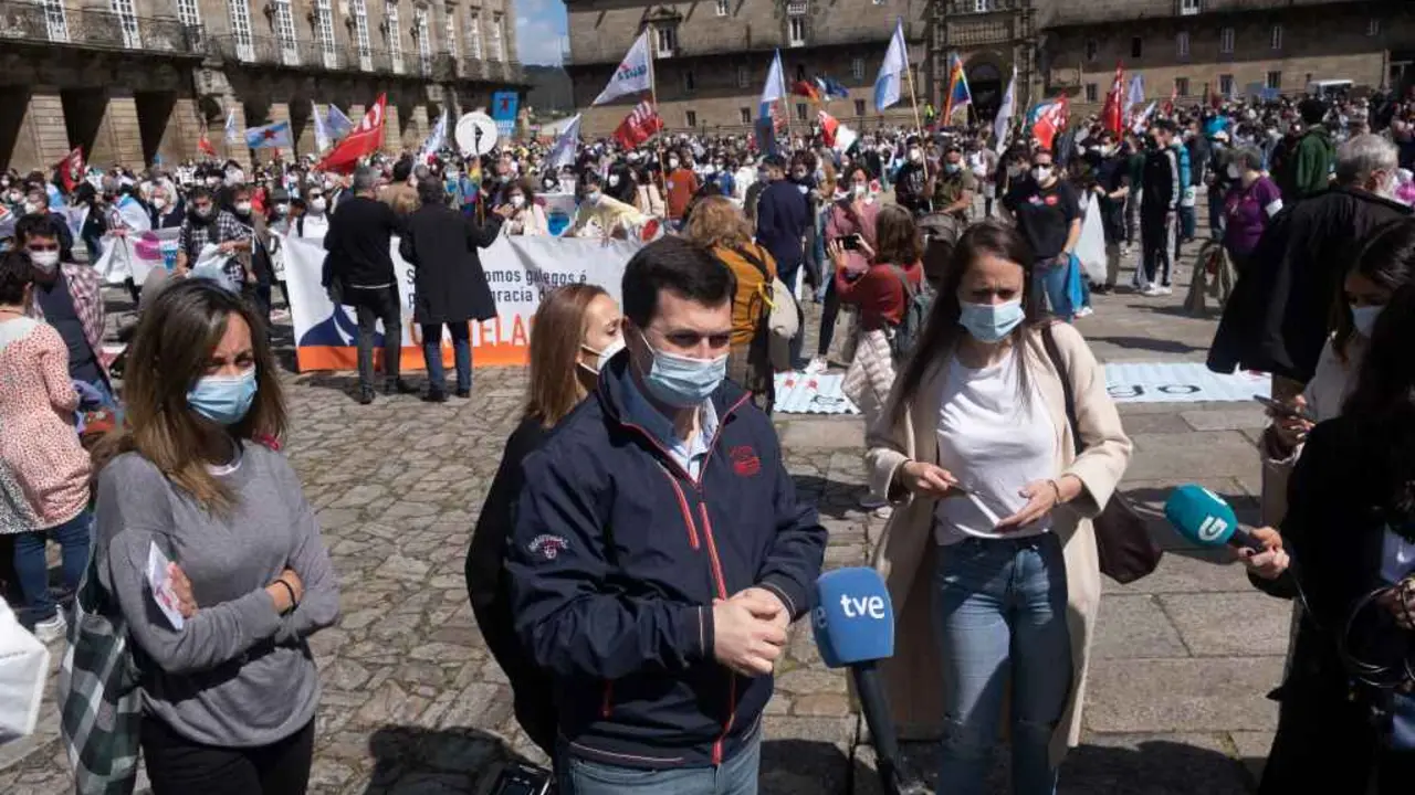 Gonzalo Caballero, na manifestaci&oacute;n de Queremos Galego (Foto: Arxina)