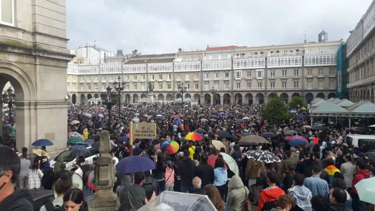 Imaxe da concentraci&oacute;n que decorreu na Coru&ntilde;a, cidade onde Samuel foi asasinado. (Foto: Luc&iacute;a Pita)