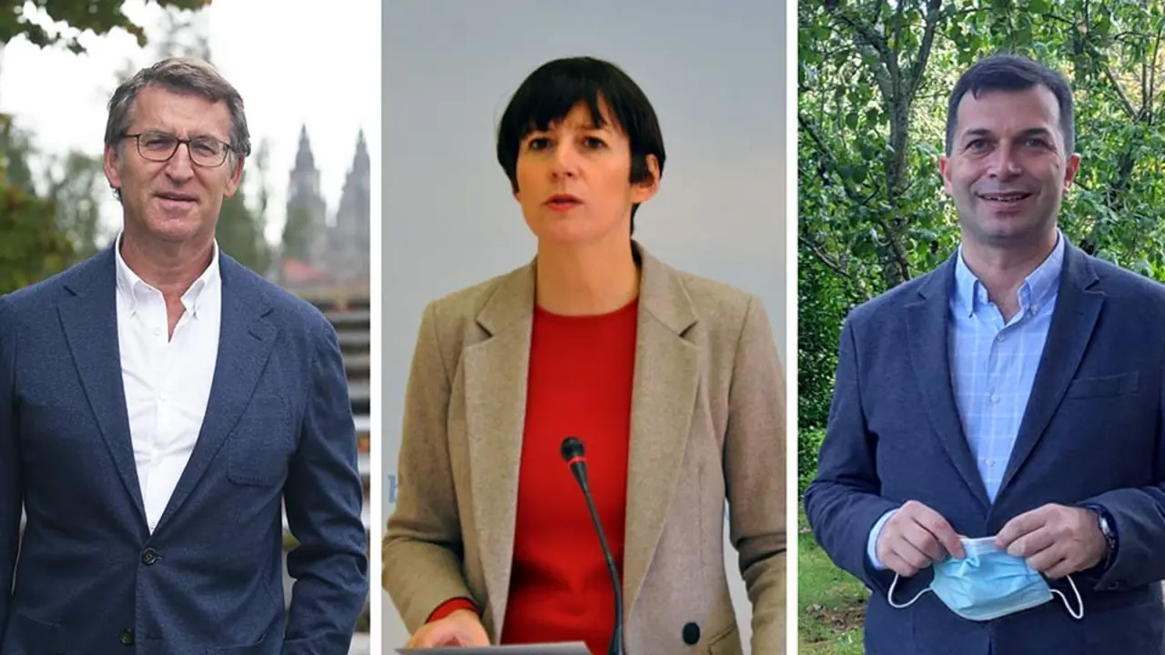 O vindeiro 13 de outubro ser&aacute; o cara a cara entre Alberto N&uacute;&ntilde;ez Feixoo, Ana Pont&oacute;n e Gonzalo Caballero (Foto: Europa Press / N&oacute;s Diario)