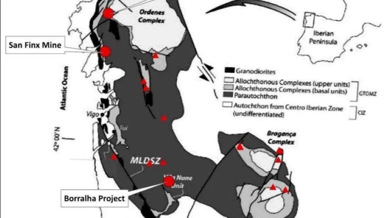 Mapa de inversi&oacute;ns da firma australiana ap&oacute;s mercar a Sacyr a mina de Lousame. (Foto: Rafaella Resources)