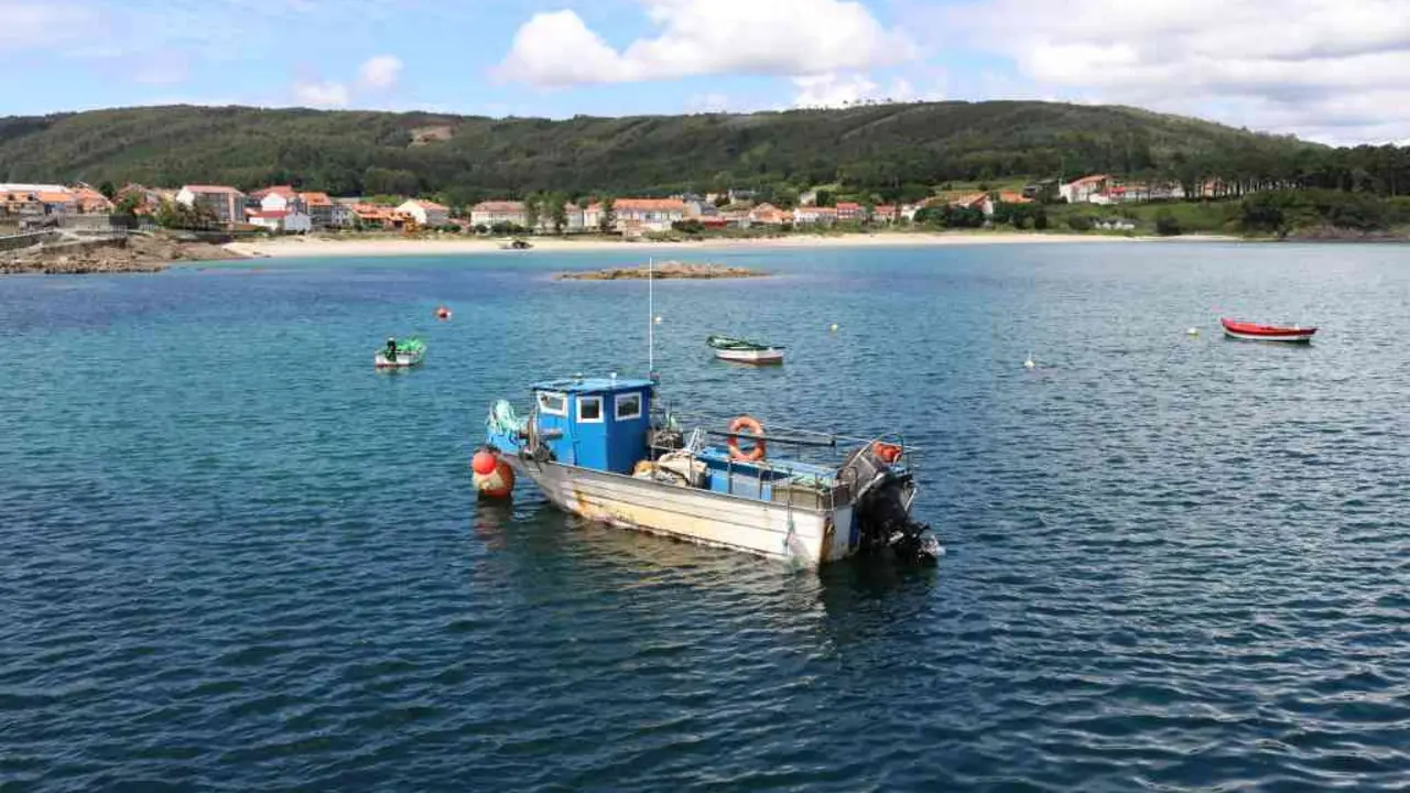 Praia e porto de Sardi&ntilde;eiro.