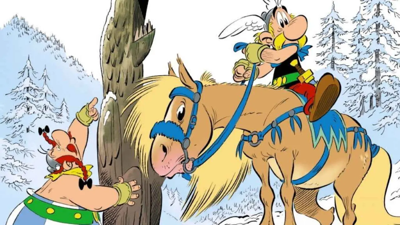 Detalle da capa de 'Ast&eacute;rix e grif&oacute;n' (Bru&ntilde;o/Xerais).