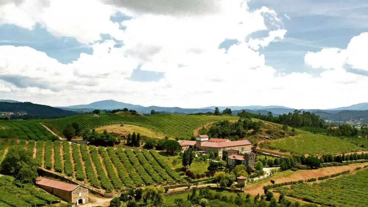 Vista a&eacute;rea da propiedade Pazo Bai&oacute;n.
