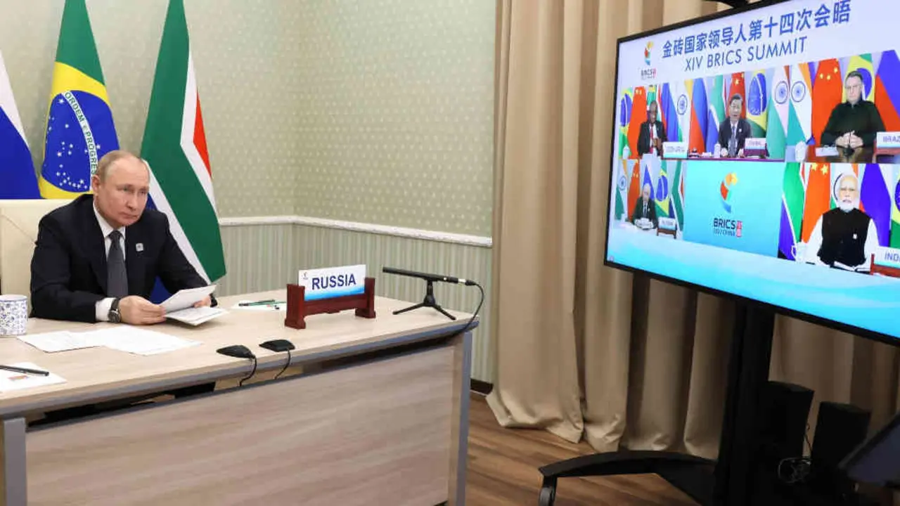 A d&eacute;cimo cuarta cimeira do BRICS decorreu de forma telem&aacute;tica. (Foto: Europa Press)