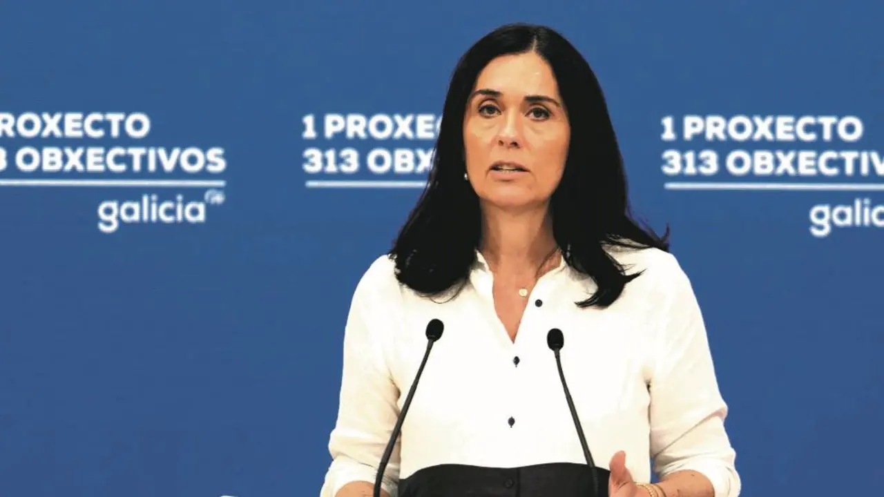 Paula Prado comparecendo como secretaria xeral do PP. (Foto: Europa Press)