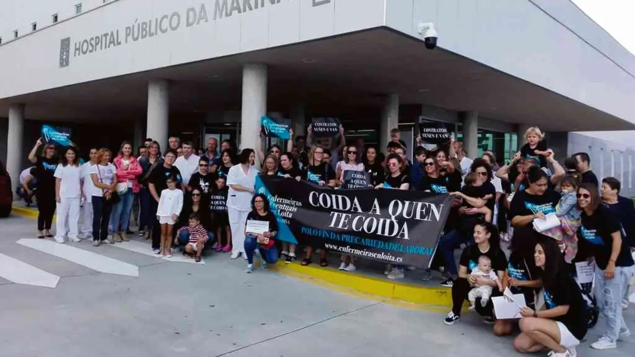 Protesta do persoal sanitario contra a eventualidade no sector no hospital da Mari&ntilde;a en 2019. (Foto: N&oacute;s Diario)
