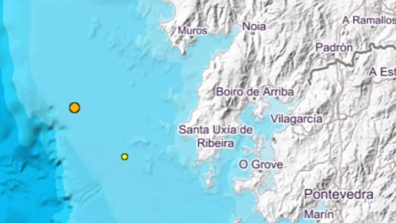 Hipocentro dos terremotos desta terza feira. (Imaxe: Instituto Xeogr&aacute;fico Nacional)