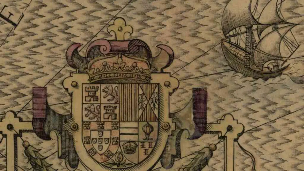 Escudo real da &lsquo;Hispaniae nova decribtio&rsquo; (c. 1606). (Foto: N&oacute;s Diario)