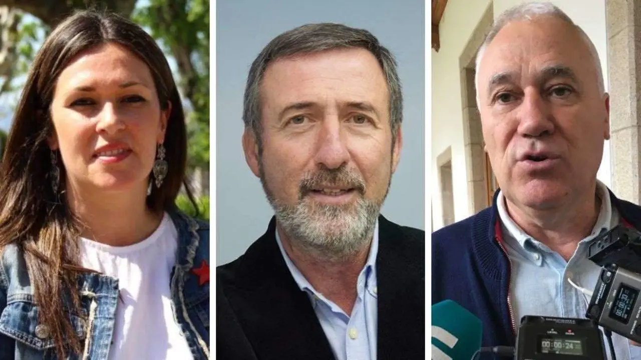 Luc&iacute;a Santos (BNG), candidata en Mar&iacute;n; Xos&eacute; Manuel Fern&aacute;ndez Abraldes (BNG), candidato en Barro, e Manuel Mart&iacute;nez (Galicia Sempre), candidato en Becerre&aacute;. (Fotos: N&oacute;s Diario - Europa Press)
