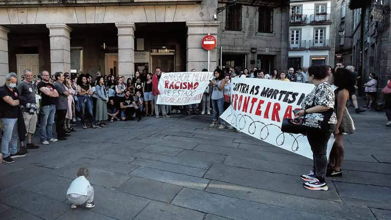 Concentra&ccedil;&atilde;o em Compostela o passado 1 de julho com a reivindica&ccedil;&atilde;o 'Contra as mortes nas fronteiras' (Foto: Arxina).