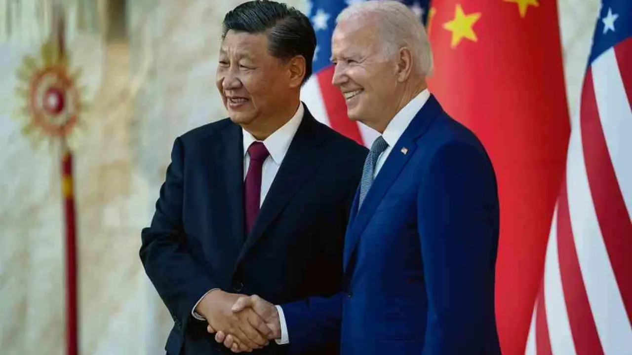 O presidente dos EUA, Joe Biden, e o seu hom&oacute;logo chin&eacute;s, Xi Jinping, o pasado 14 de novembro. (Foto: Europa Press)