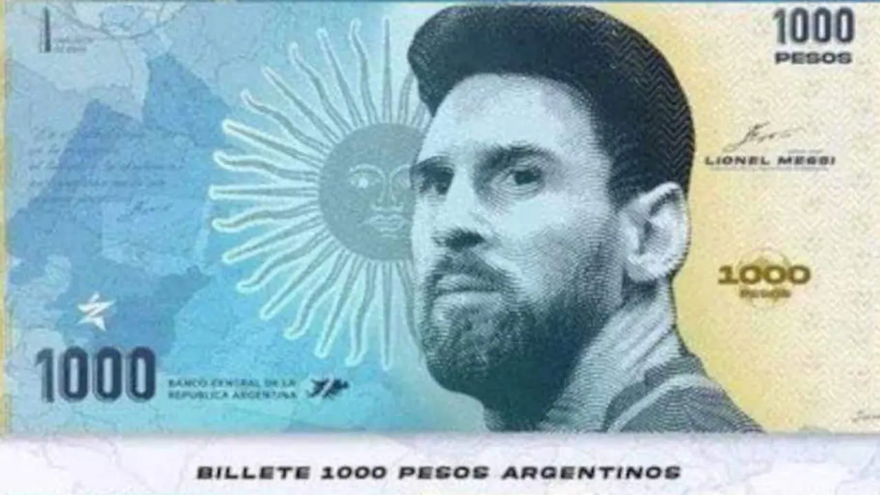A proposta de billete coa cara do astro arxentino (Foto: @BarcaVerse_).