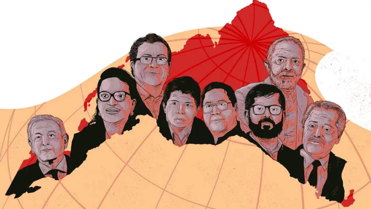 Andr&eacute;s Manuel L&oacute;pez Obrador, Xiomara Castro, Gustavo Petro, Pedro Castillo, Luis Arce, Gabriel Boric, Lula da Silva e Alberto Fern&aacute;ndez (Foto: &Aacute;lex Rozados).
