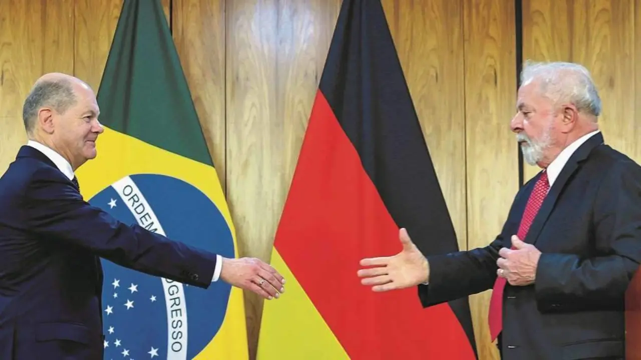 O chanceler alem&aacute;n, Olaf Scholz, foi recibido por Lula da Silva durante a s&uacute;a visita oficial a Brasil na semana pasada. (Foto: N&oacute;s Diario)