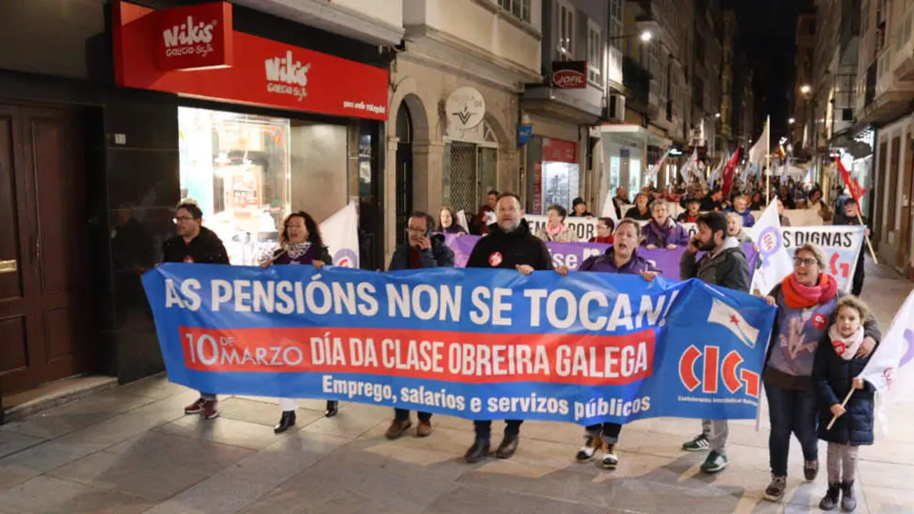 Manifestaci&oacute;n da CIG en Ferrol esta sexta feira (Foto: N&oacute;s Diario).