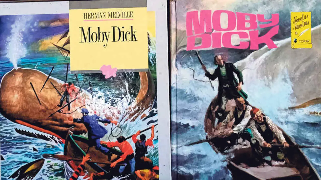 Ilustraci&oacute;ns de portada de d&uacute;as edici&oacute;ns de 'Moby Dick', de Hernan Melville (Foto: N&oacute;s Diario).