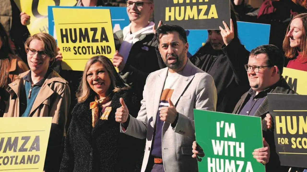 Humza Yousaf durante a campa&ntilde;a interna do SNP, en marzo. (Foto: Andrew Milligan / Pa Wire / Dpa)