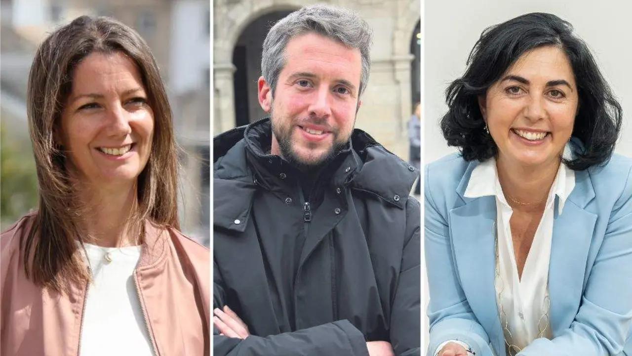 De esquerda a dereita, Lara M&eacute;ndez (PSdeG), Rub&eacute;n Arroxo (BNG) e Elena Candia (PP).