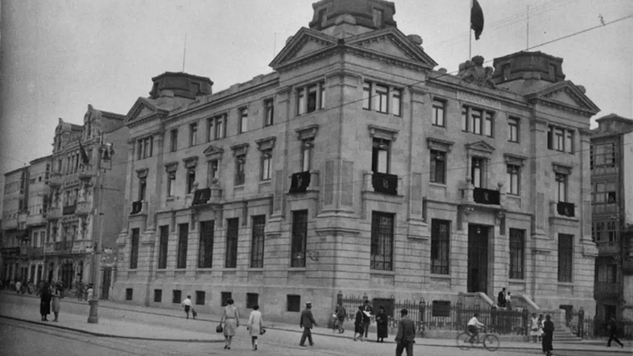 Sede do Banco de Espa&ntilde;a na Coru&ntilde;a. (Foto: Arquivo Hist&oacute;rico Provincial de Lugo).