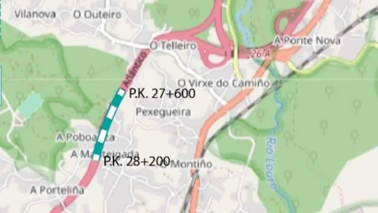 Cortes de tr&aacute;fico na A-55.