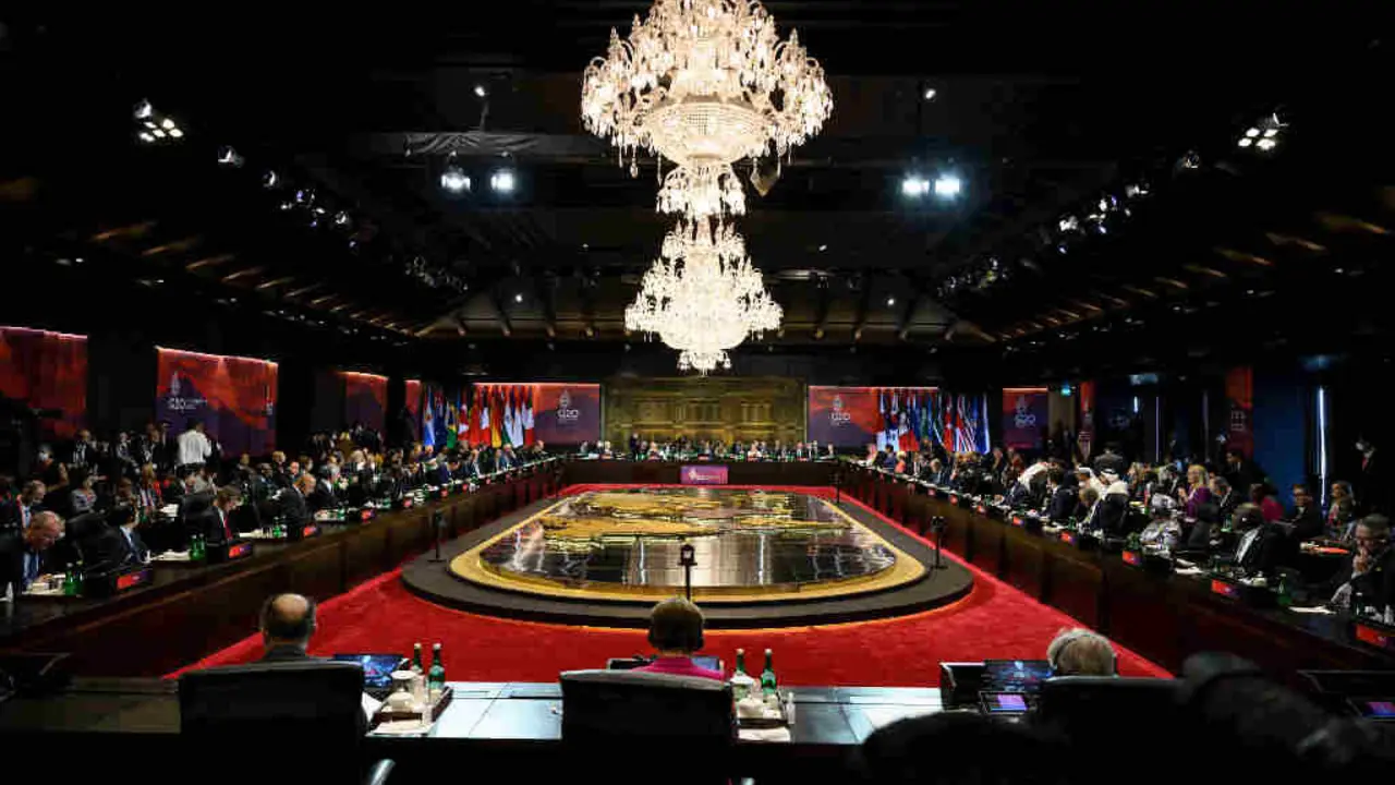 Plenario da cimeira do G20 en novembro de 2022, nunha edici&oacute;n organizada por Indonesia. (Foto: Leon Neal / PA Wire / DPA)