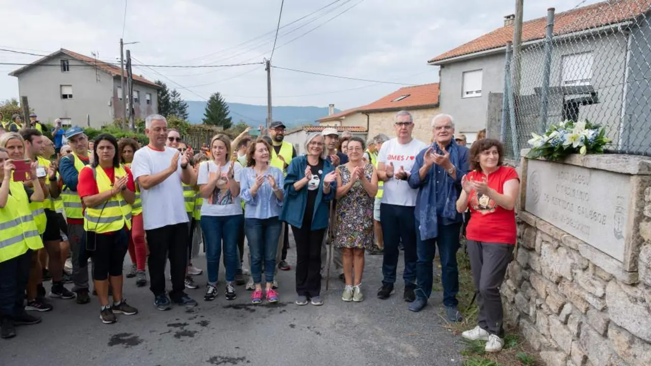 Garc&iacute;a, &Aacute;lvarez, Freixanes e Sanmart&iacute;n, esta quinta feira en Orto&ntilde;o, Ames. (Foto: Arxina).
