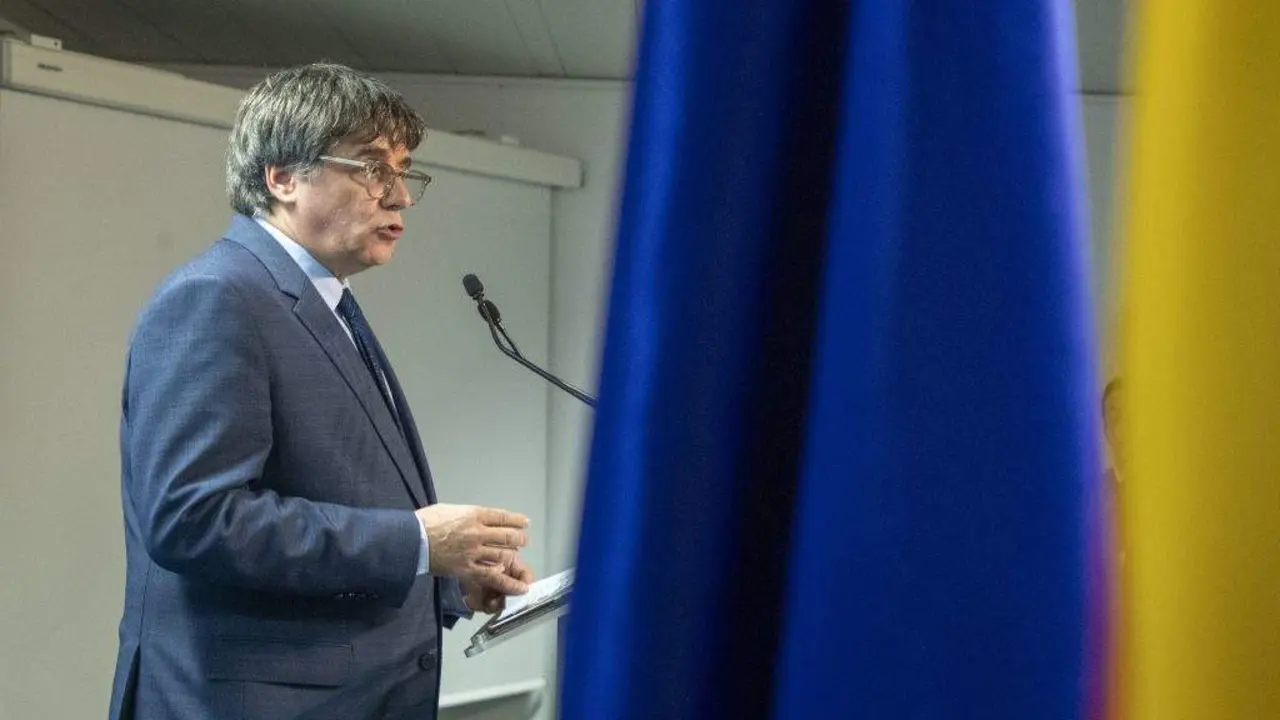 O ex president de Catalunya, Carles Puigdemont, presentou o 9 de novembro en Bruxelas o acordo de investidura de Junts co PSOE (Foto: Europa Press).
