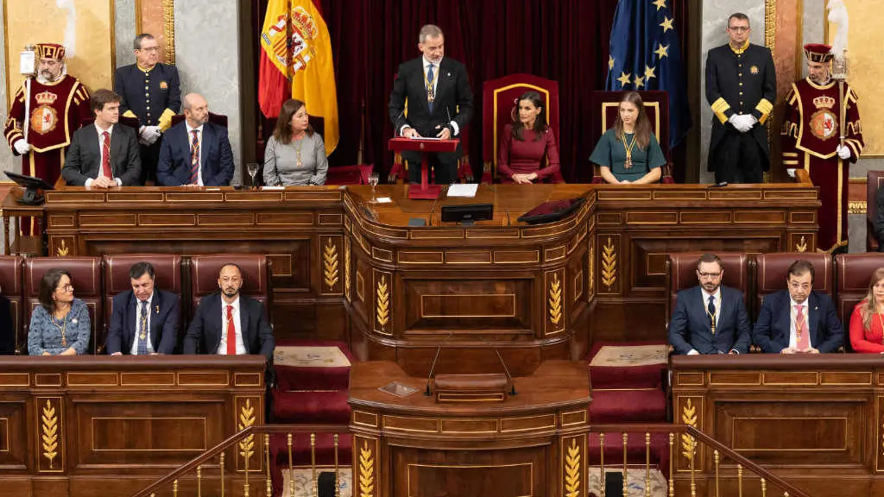 Felipe VI durante a s&uacute;a intervenci&oacute;n hoxe no Congreso (Foto: E. Parra. POOL / Europa Press)