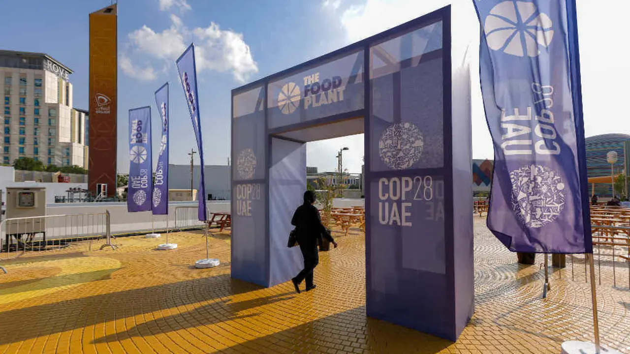 Entrada ao recinto no que decorre a COP28. (Foto: Christopher Edralin / COP28 / DPA)