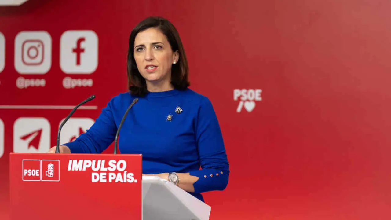 A voceira do PSOE, Esther Pe&ntilde;a, nunha intervenci&oacute;n a segunda feira. (Foto: PSOE)