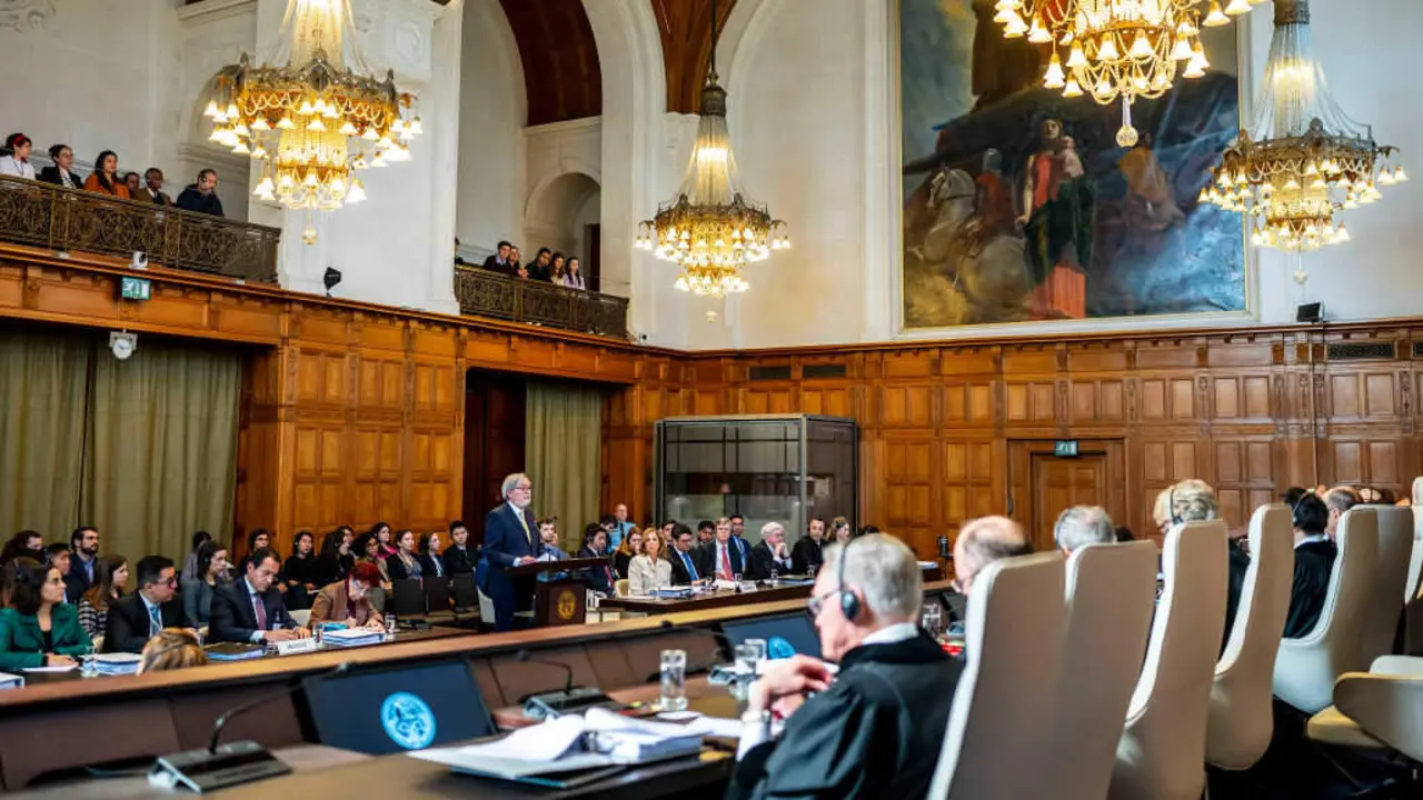 Sesi&oacute;n da cuarta feira na Corte Internacional de Xustiza, nos Pa&iacute;ses Baixos. (Foto: Corte Internacional de Xustiza)