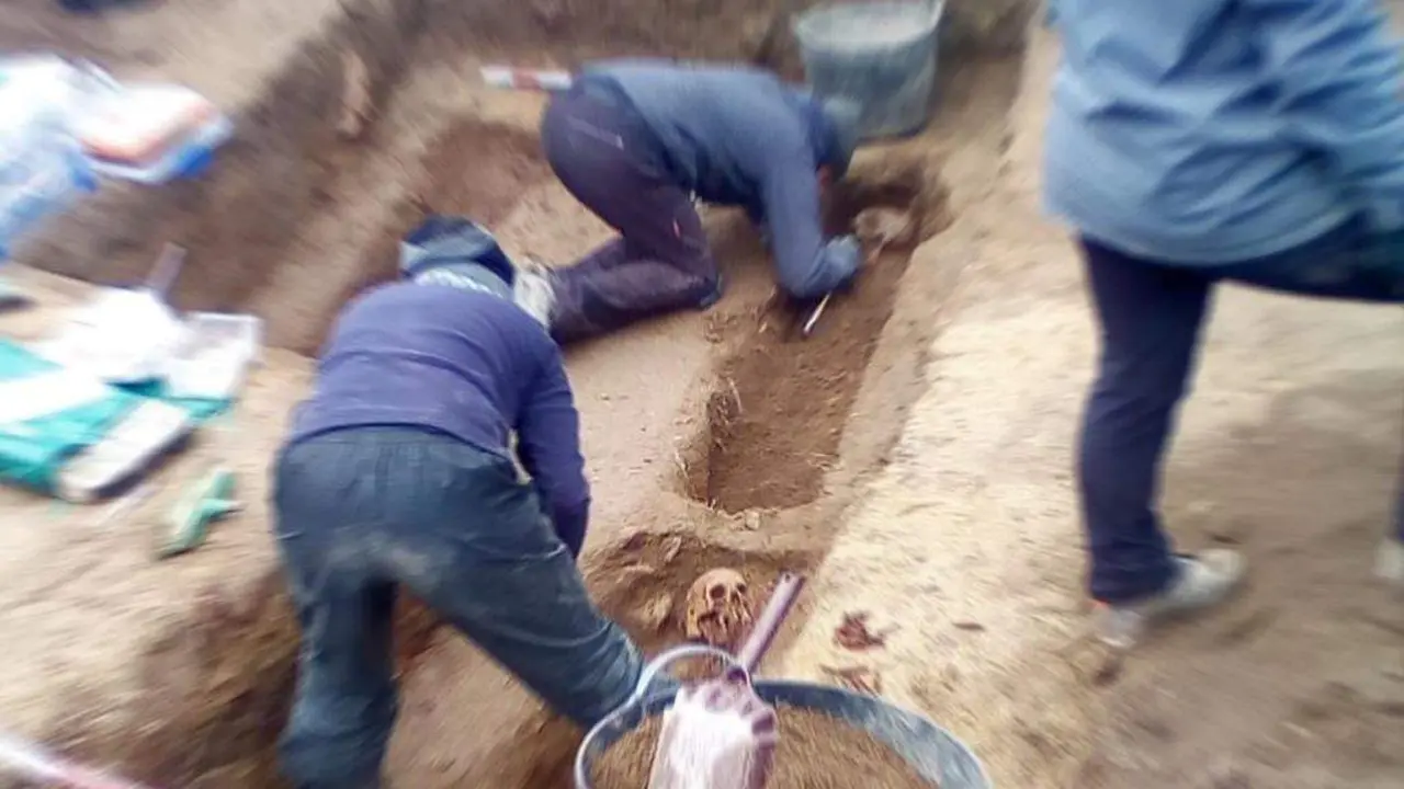 Traballos na foxa do cemiterio de San Breixo, en novembro de 2022. (Foto: Comit&eacute; de Memoria de Celanova)