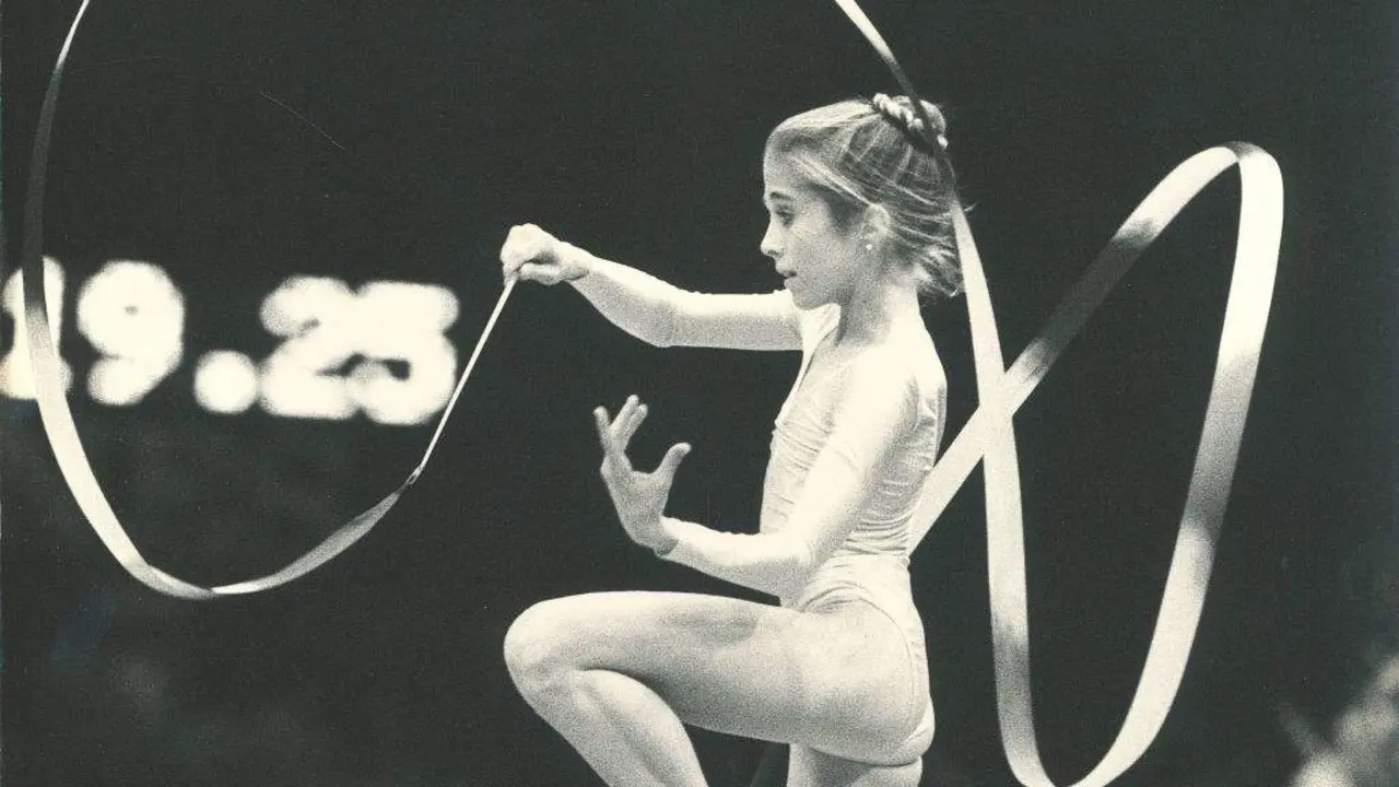 A ximnasta Marta Bobo, quen rematou novena nos Xogos Ol&iacute;mpicos dos &Aacute;nxeles 1984. (Foto: recuperada o 12/07/2024 das Cartograf&iacute;as (Consello da Cultura Galega)