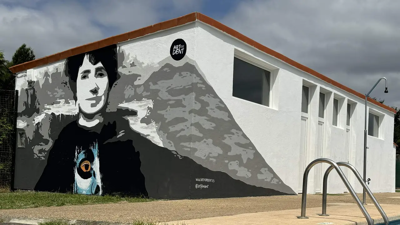 Mural de Rosal&iacute;a de Castro realizado por Art for Dent en Bri&oacute;n (comarca de Compostela). (Foto: Concello de Bri&oacute;n)